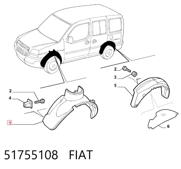 Nadkole błotnika przedniego lewe 51755108 Fiat/Alfa/Lancia