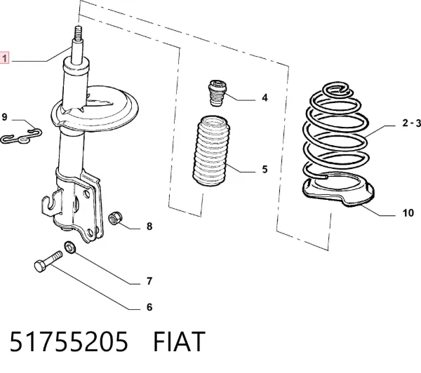 Amortyzator przedni 51755205 Fiat/Alfa/Lancia