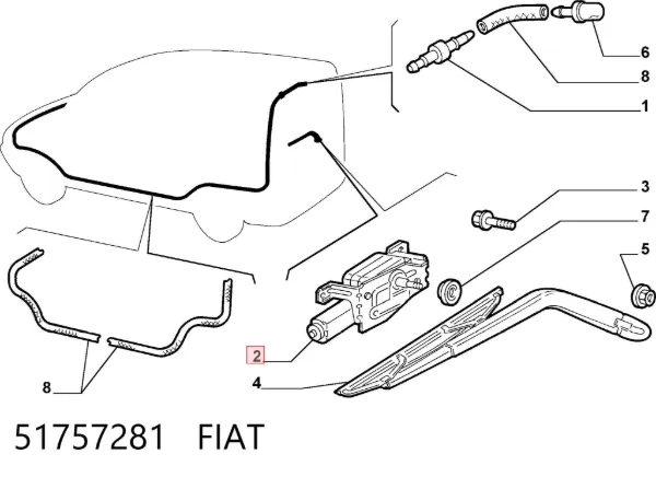 Silniczek wycieraczki tylnej szyby 51757281 Fiat/Alfa/Lancia