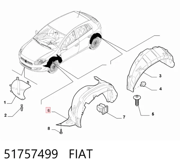Nadkole błotnika przedniego prawe Fiat Bravo II