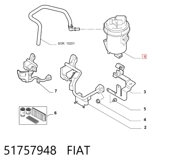 Obudowa filtra paliwa 51757948 Fiat/Alfa/Lancia