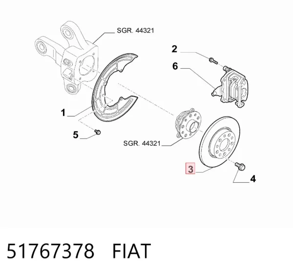 Tarcza hamulcowa tylna 51767378 Fiat/Alfa/Lancia