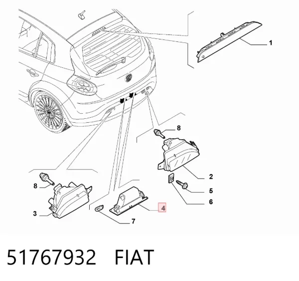 Lampa oświetlenia tylnej tablicy rejestracyjnej 51767932 Fiat/Alfa/Lancia