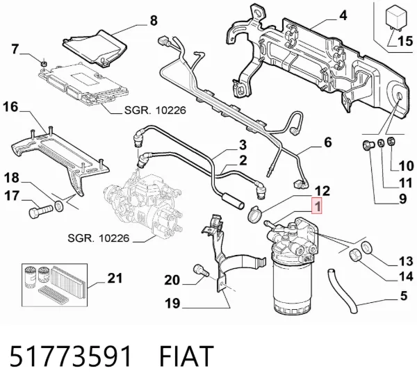 Obudowa filtra paliwa 51773591 Fiat/Alfa/Lancia