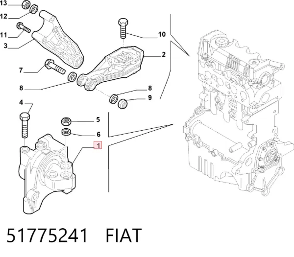 Poduszka (podpora) silnika prawa 51775241 Fiat/Alfa/Lancia