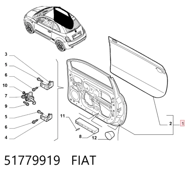 Drzwi przednie prawe Fiat 500 312