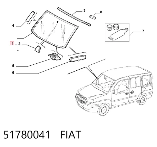 Szyba przednia Fiat Doblo I