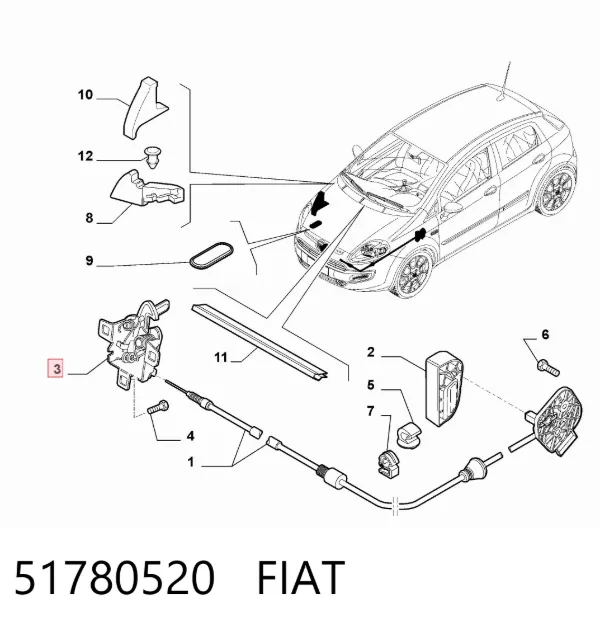Zamek maski Fiat Punto GRAND