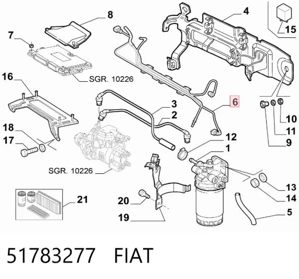 Rurka paliwa, zestaw 51783277 Fiat/Alfa/Lancia
