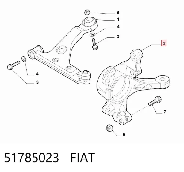Czop (zwrotnica) przedni prawy 51785023 Fiat/Alfa/Lancia