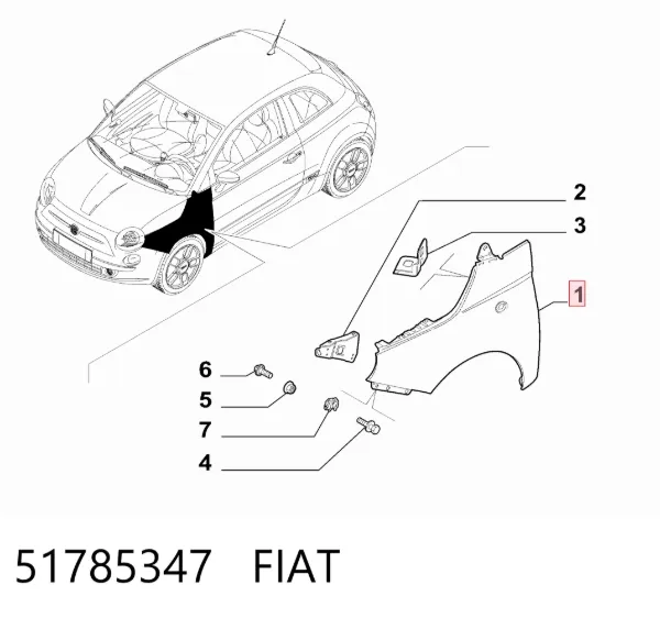 Błotnik przedni prawy 51785347 Fiat/Alfa/Lancia