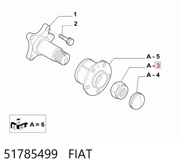 Nakrętka piasty przedniej 51785499 Fiat/Alfa/Lancia