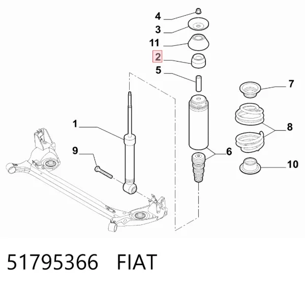 Poduszka amortyzatora tylnego 51795366 Fiat/Alfa/Lancia