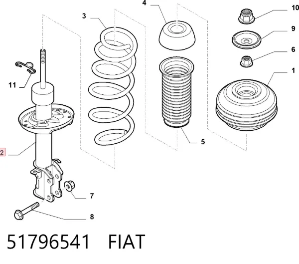 Amortyzator przedni lewy 51796541 Fiat/Alfa/Lancia