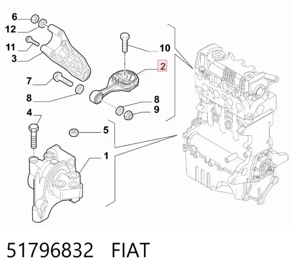 Poduszka (podpora) silnika prawa 51796832 Fiat/Alfa/Lancia