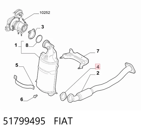 Uszczelka rury odbiornika tłumika 51799495 Fiat/Alfa/Lancia