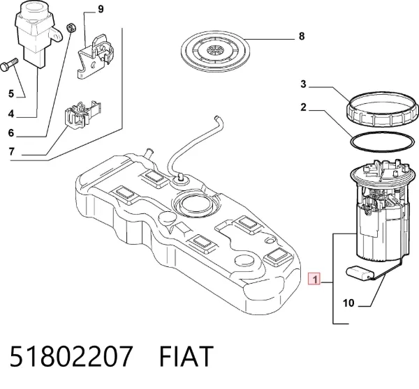 Moduł pompy paliwowej z czujnikiem poziomu paliwa 51802207 Fiat/Alfa/Lancia