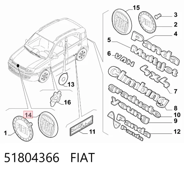 Emblemat na atrapę chłodnicy 51804366 Fiat/Alfa/Lancia