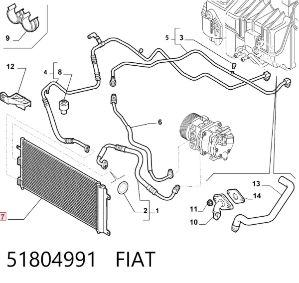 Chłodnica klimatyzacji 51804991 Fiat/Alfa/Lancia