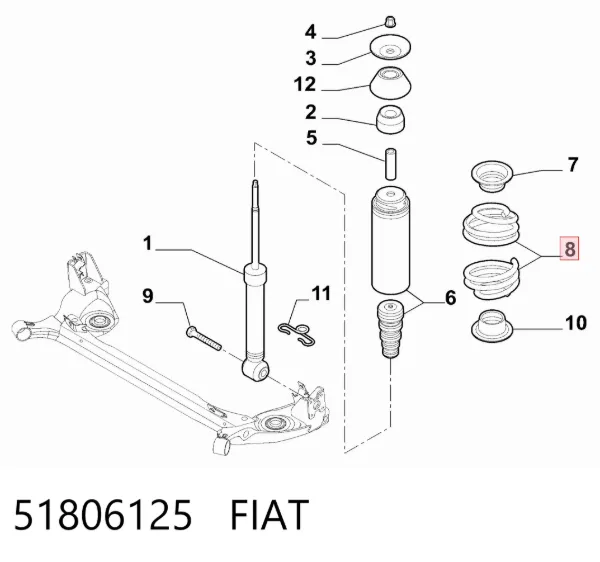 Sprężyna tylna 51806125 Fiat/Alfa/Lancia