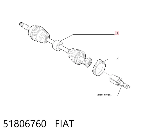 Półoś napędowa przednia prawa 51806760 Fiat/Alfa/Lancia