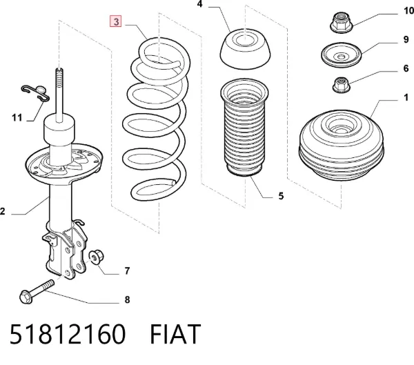 Sprężyna przednia 51812160 Fiat/Alfa/Lancia
