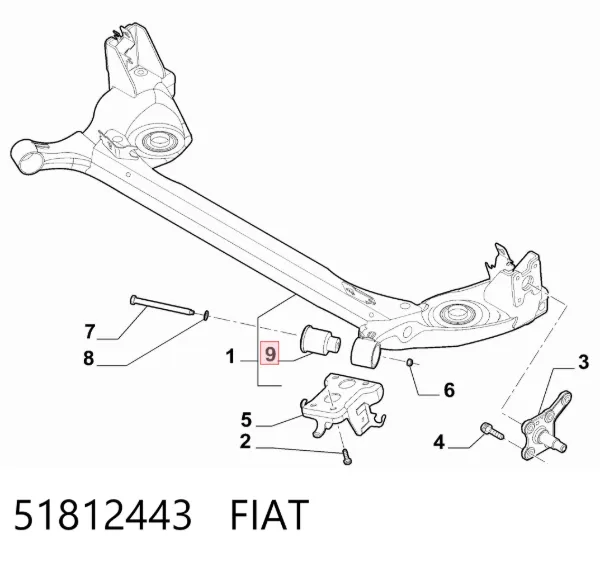 Silentblock tylnej belki 51812443 Fiat/Alfa/Lancia