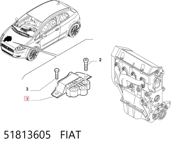 Poduszka (podpora) silnika prawa 51813605 Fiat/Alfa/Lancia