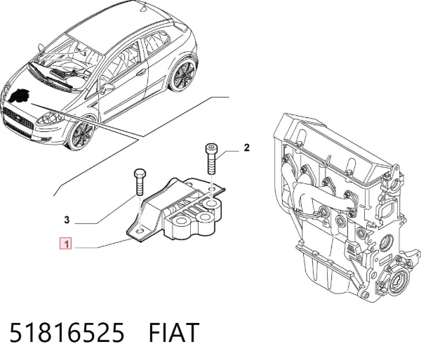 Poduszka (podpora) silnika prawa 51816525 Fiat/Alfa/Lancia