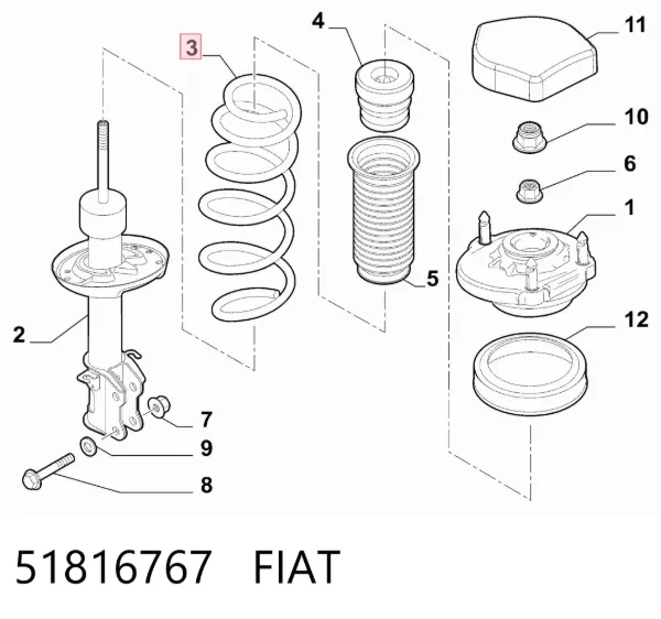 Sprężyna przednia 51816767 Fiat/Alfa/Lancia