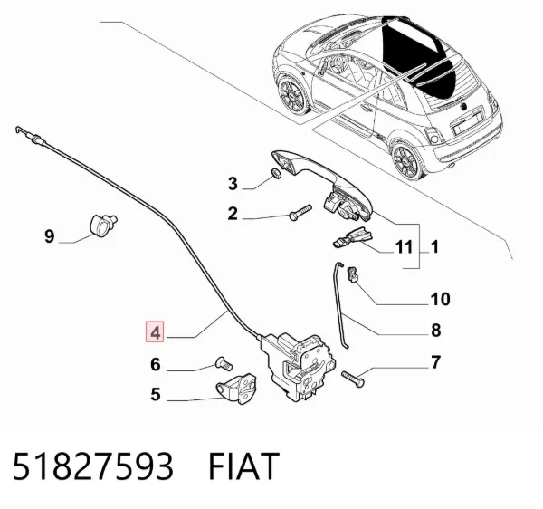 Zamek drzwi przednich prawych 51827593 Fiat/Alfa/Lancia