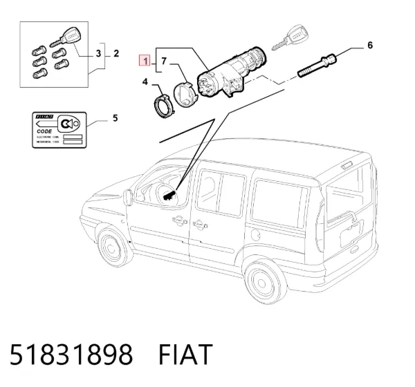 Stacyjka zapłonowa 51831898 Fiat/Alfa/Lancia