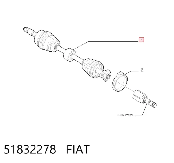 Półoś napędowa przednia prawa 51832278 Fiat/Alfa/Lancia