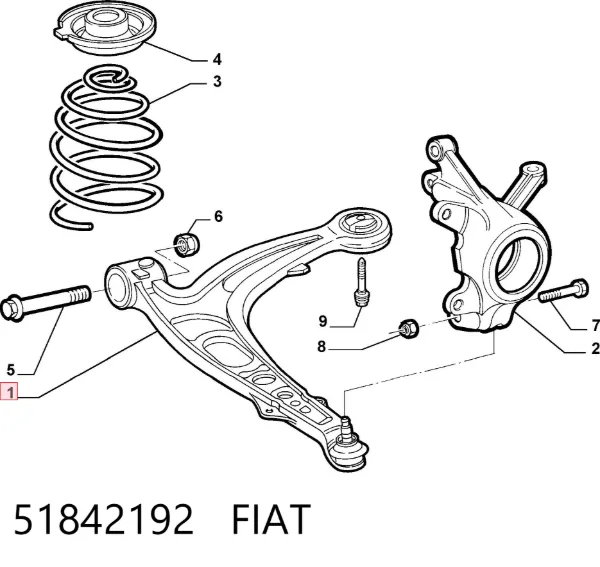 Wahacz zawieszenia przedniego dolny lewy 51842192 Fiat/Alfa/Lancia