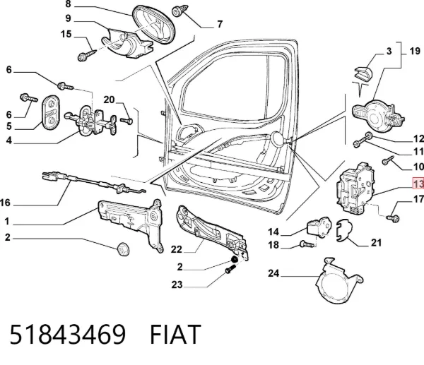 Zamek drzwi przednich lewych 51843469 Fiat/Alfa/Lancia
