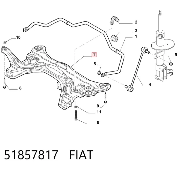 Korpus osi przedniej 51857817 Fiat/Alfa/Lancia