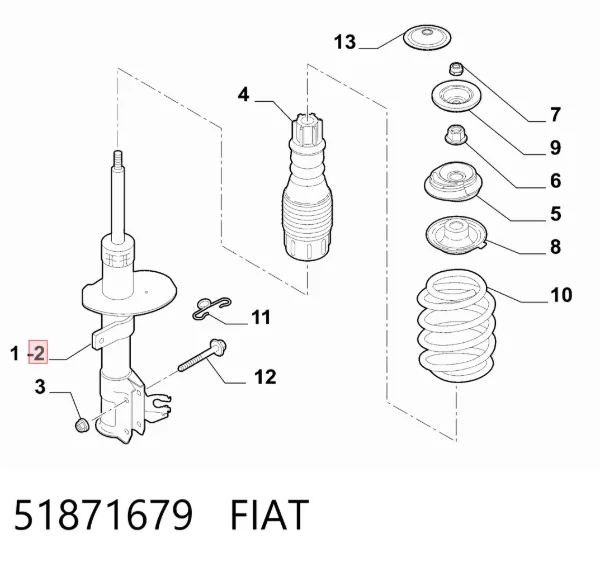 Amortyzator przedni prawy 51871679 Fiat/Alfa/Lancia