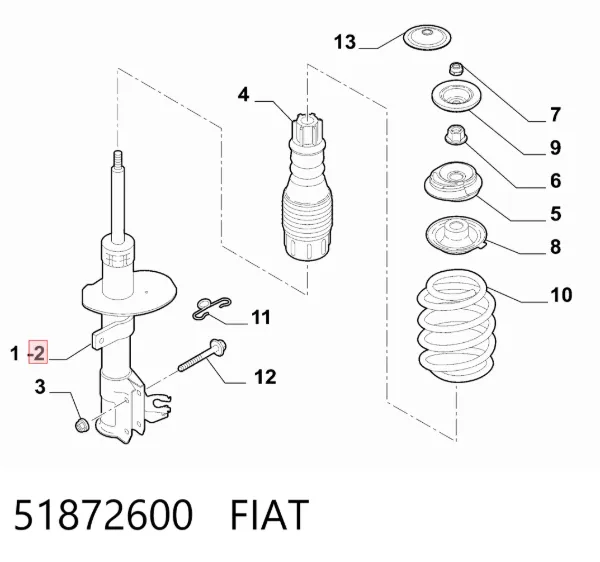 Amortyzator przedni prawy 51872600 Fiat/Alfa/Lancia