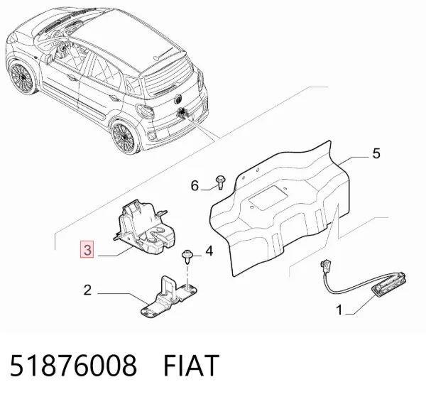 Zamek klapy bagażnika (3/5 drzwi tylnych) 51876008 Fiat/Alfa/Lancia