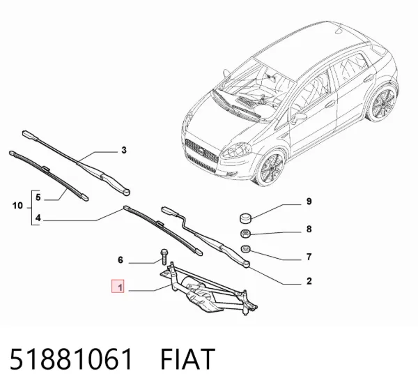 Mechanizm wycieraczek 51881061 Fiat/Alfa/Lancia