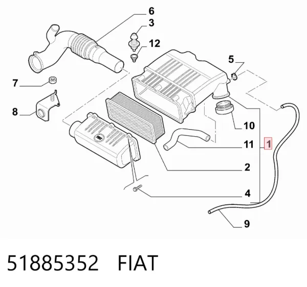 Obudowa filtra powietrza 51885352 Fiat/Alfa/Lancia