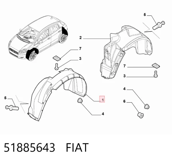 Nadkole błotnika przedniego prawe 51885643 Fiat/Alfa/Lancia