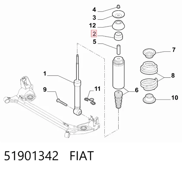 Poduszka amortyzatora tylnego 51901342 Fiat/Alfa/Lancia
