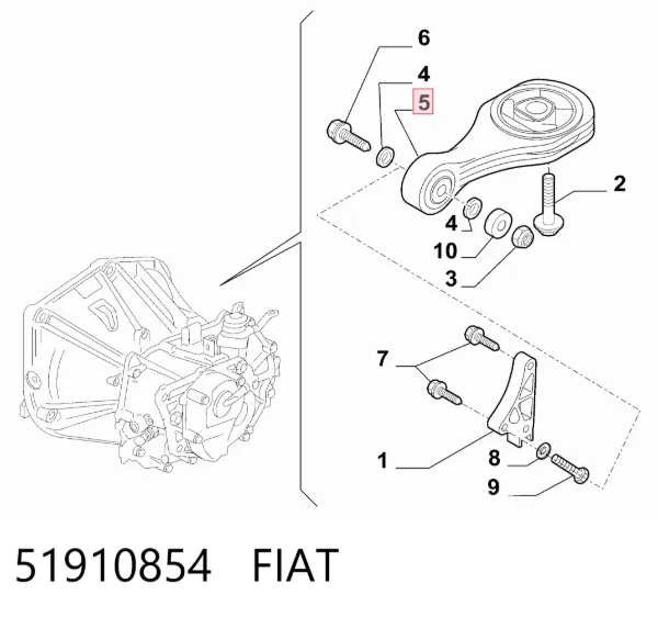 Poduszka (podpora) silnika lewa 51910854 Fiat/Alfa/Lancia