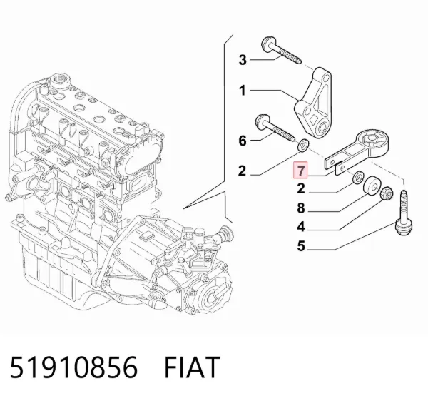 Poduszka (podpora) silnika tylna 51910856 Fiat/Alfa/Lancia
