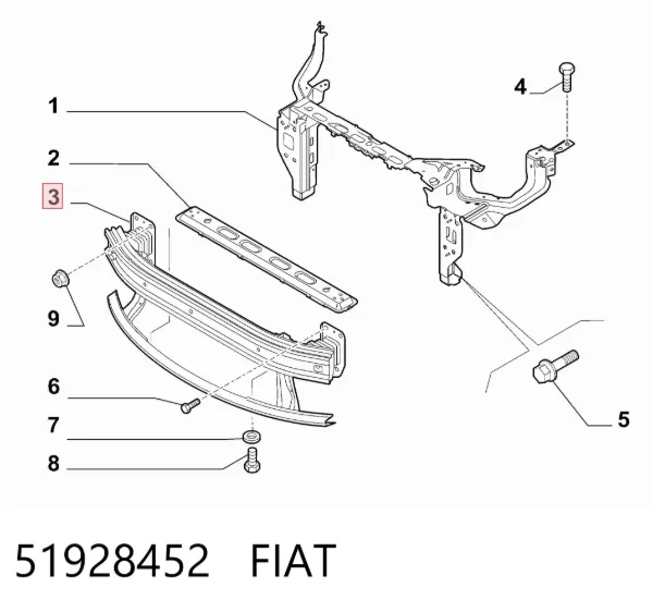 Wzmocnienie zderzaka przedniego 51928452 Fiat/Alfa/Lancia