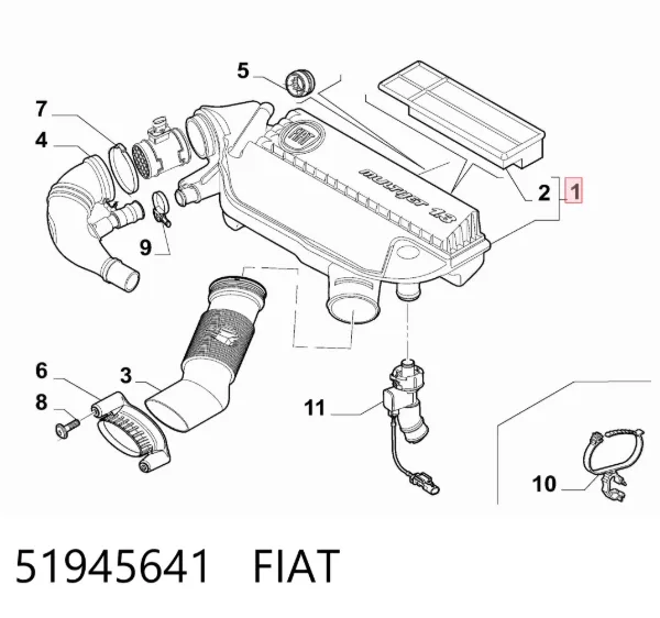 Obudowa filtra powietrza Fiat Qubo 225