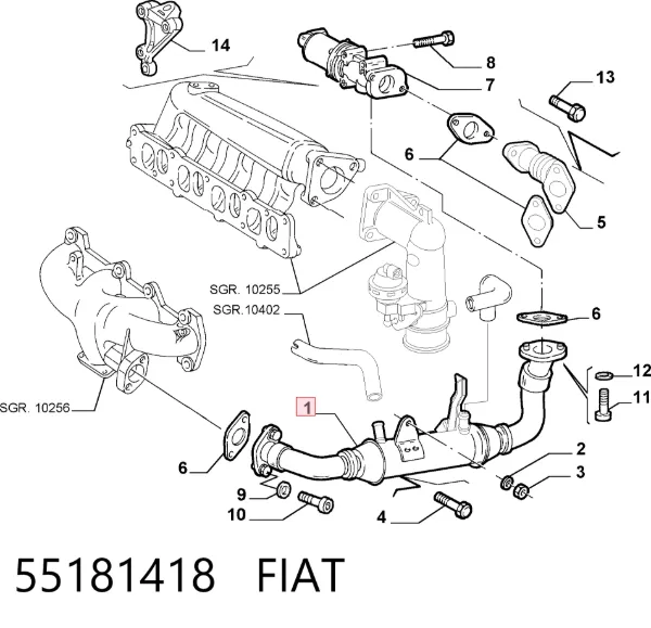 Chłodnica układu recyrkulacji spalin EGR 55181418 Fiat/Alfa/Lancia