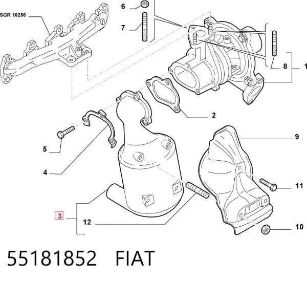 Konwerter-katalizator 55181852 Fiat/Alfa/Lancia