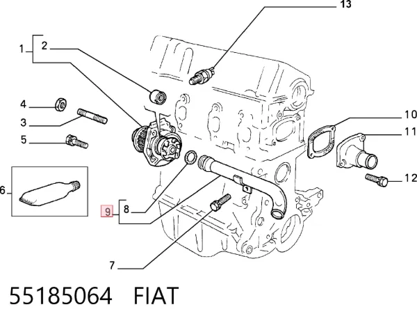 Przewód (króciec) układu chłodzenia 55185064 Fiat/Alfa/Lancia
